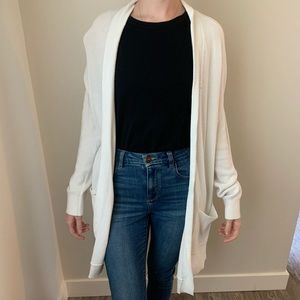 Express | Long White Oversized Knit Cardigan